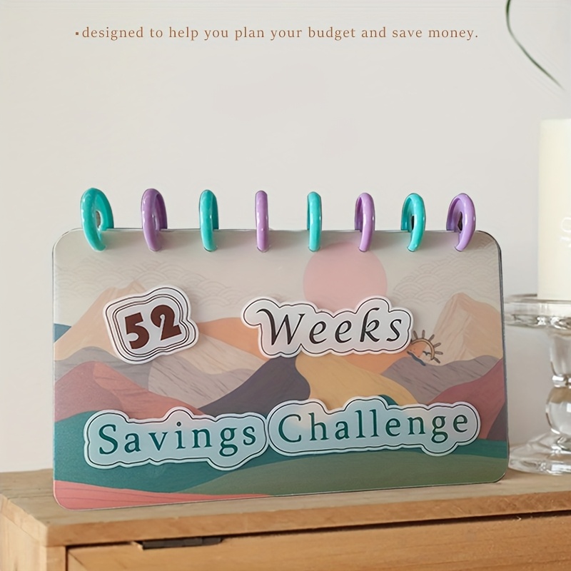 

52 Semaines Challenge Planner, Budgeting Saving Tracker Notebook, Cadeau idéal pour les adultes, pour et