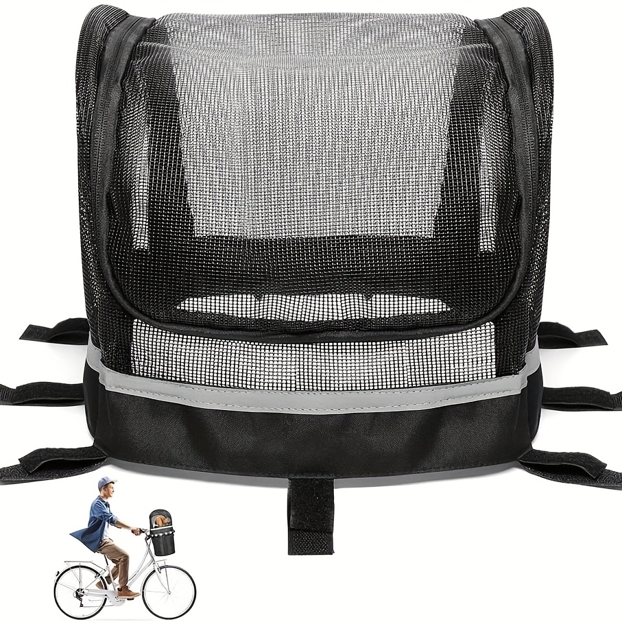 TEMU Breathable Anti-jumping Pet Bicycle Basket Protector - Safety Net Cover, Universal Fit For Pet Carriers, No Bike Basket Included,