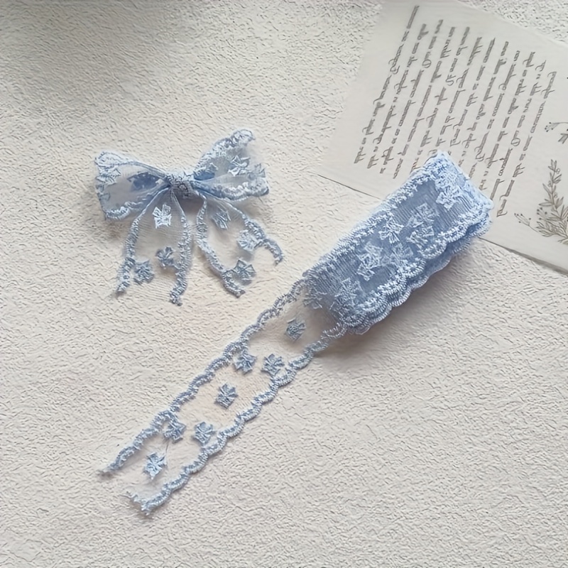 1 Yard (1-meter) Handmade-look Lace Ribbon With Edges & Bow - Pastel & (, Mint Green, Lavender, Pink,) - Fabric Ribbon For Wedding Dresses, Gift Wrapping, Hair, Showers - Multi