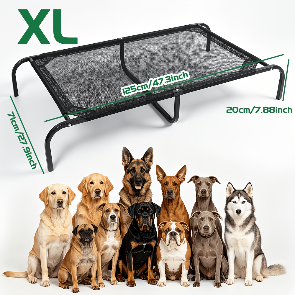 TEMU Elevated Dog Bed With Breathable Polyester Mesh & Metal Frame, Durable Raised Pet Cot For Indoor/outdoor Use, Easy To Clean & Scratch Resistant