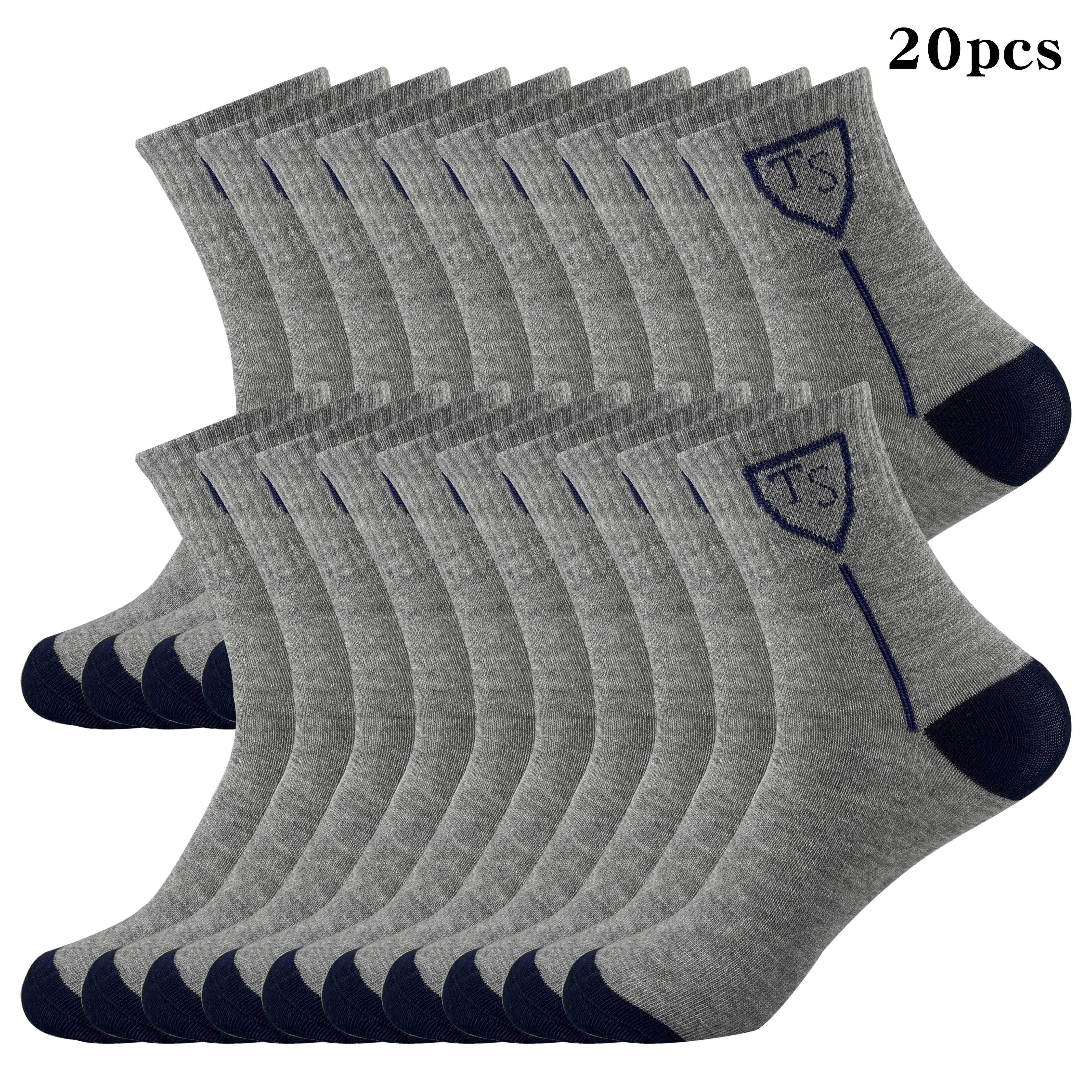 

20 Pairs Of Men's Anti-odor Sweat Absorption Crew Socks, Comfy And Breathable For Outdoor Wearing