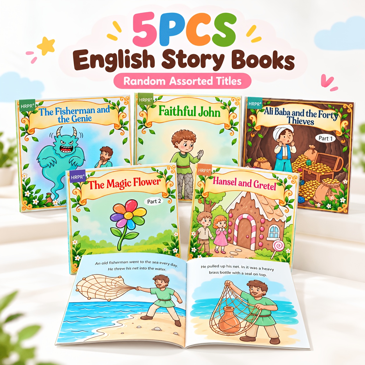 TEMU 5pcs Kids English Story Books Set, Classic Stories, Colorful For Early Reading, English Learning, Vocabulary Building, , Educational Gift For