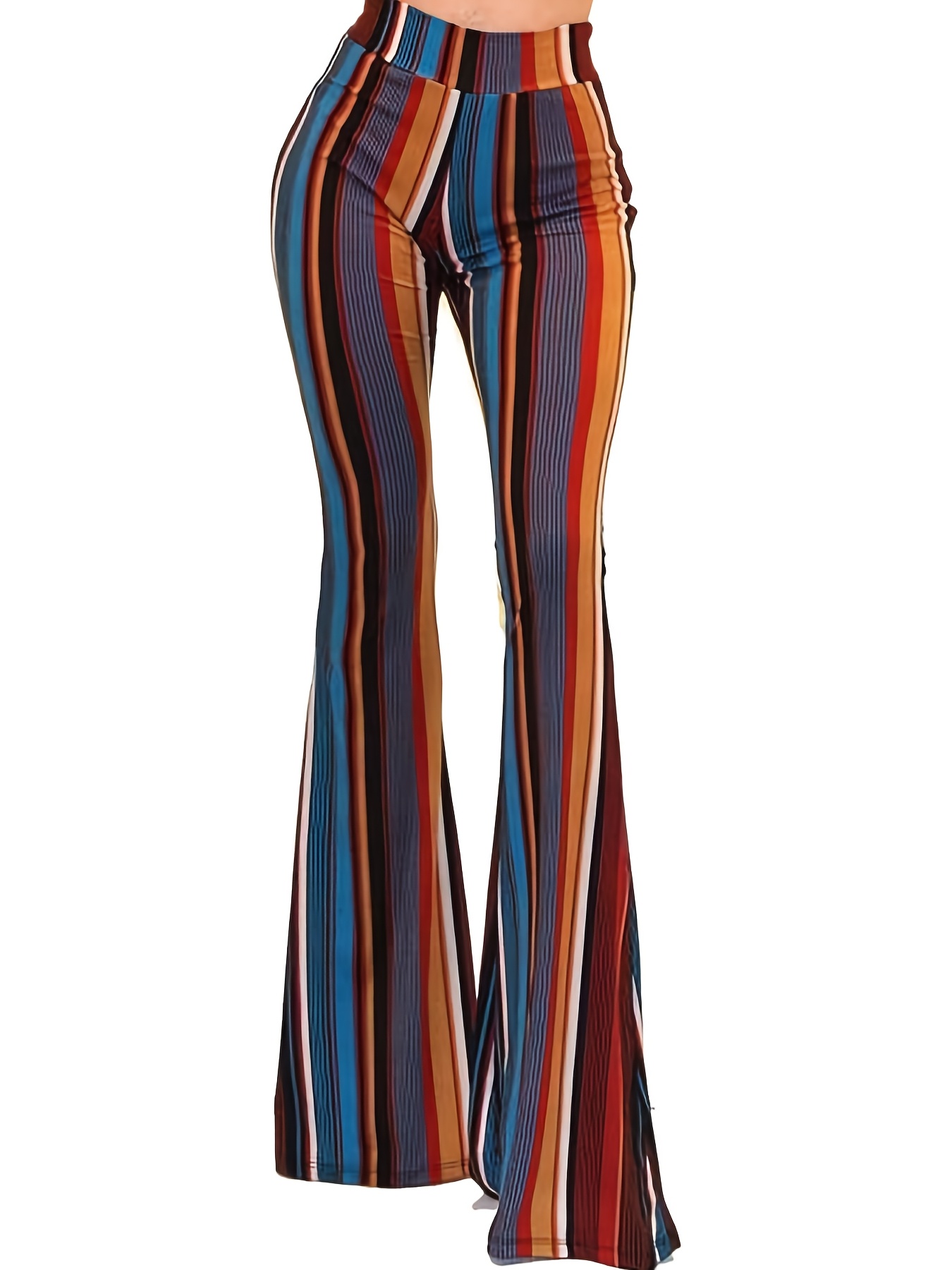 women's high waisted tie dye flare pants stretchy vibrant - Temu