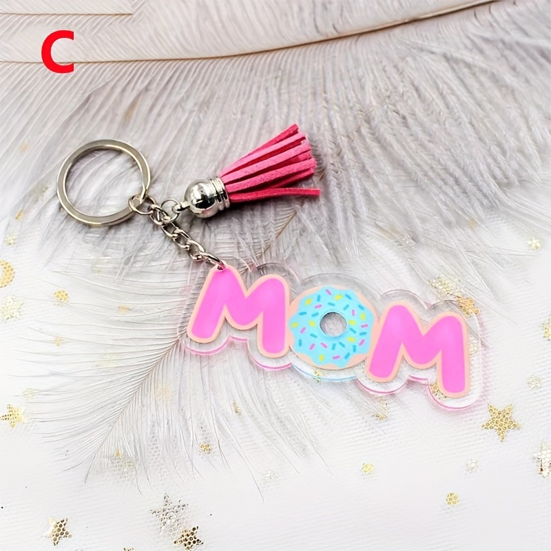 Shiny Mom Tag Keychain Cute Acrylic Key Chain Ring Bag - Temu Portugal