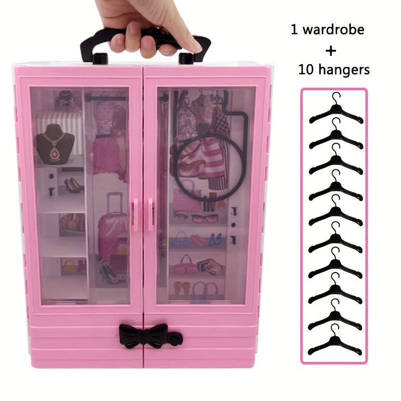 10 Hangers Fashionable Foldable Hangers Doll Furniture Accessories Storage