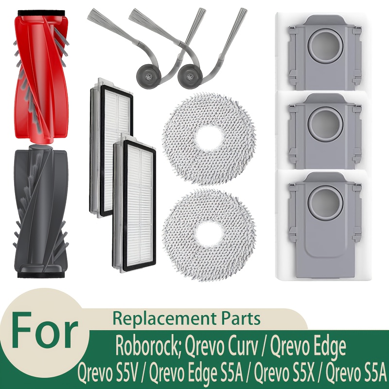 TEMU Replacement Parts For S5v/ / S5x/ Edge S5a Robot Vacuum | Main Brush, Hepa Filters, Dust Bags, Mop Pads, Side Brushes, Essential Cleaning