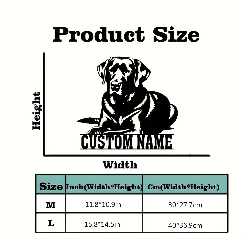 E-shop Individuelle Metallabrador--Schilderung - Persönliche Namensgravur, Wandmontage-Geschenk für Hundeliebhaber, strapazierfähige Matte-Finish,