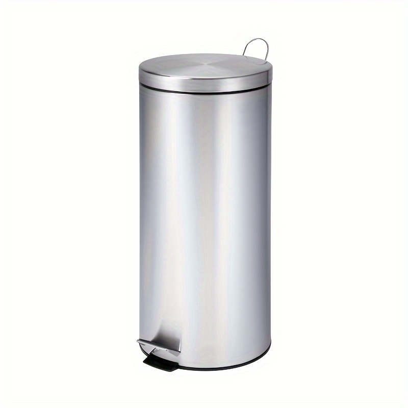 

8 Gallon Stainless Steel Round Step-on Trash Can - Hands-free Kitchen Waste Bin With Removable Inner Bucket And Fingerprint-resistant Finish