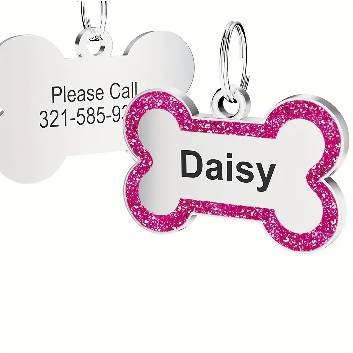 TEMU Customized Alloy Dog Tags | Dropper Bone Shaped, Engraved Names And Contact Numbers To Prevent Pets From Losing, Pet Souvenirs