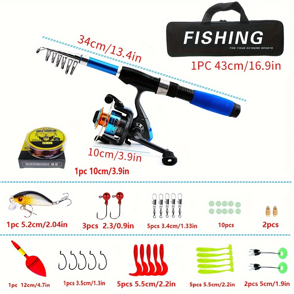  Fishing Rod Portable 1.7m/5.5ft Saltwater Fishing Rod