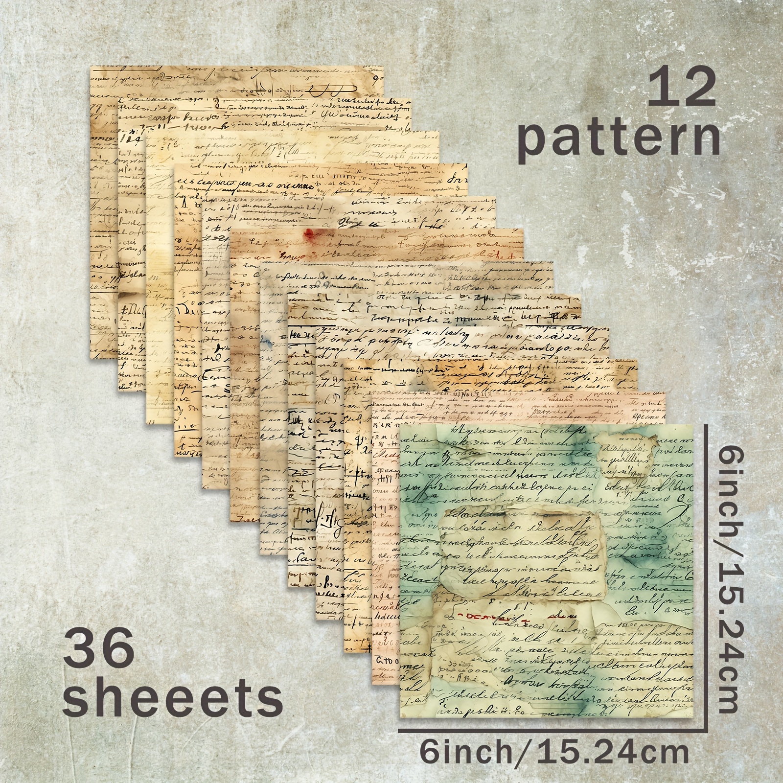 Image of 36 Sheets Of 6-inch Vintage Distressed Word Collage Background Paper, Suitable For Bullet Diary Trash Magazine Greeting Card Background Photo Album And Handicrafts