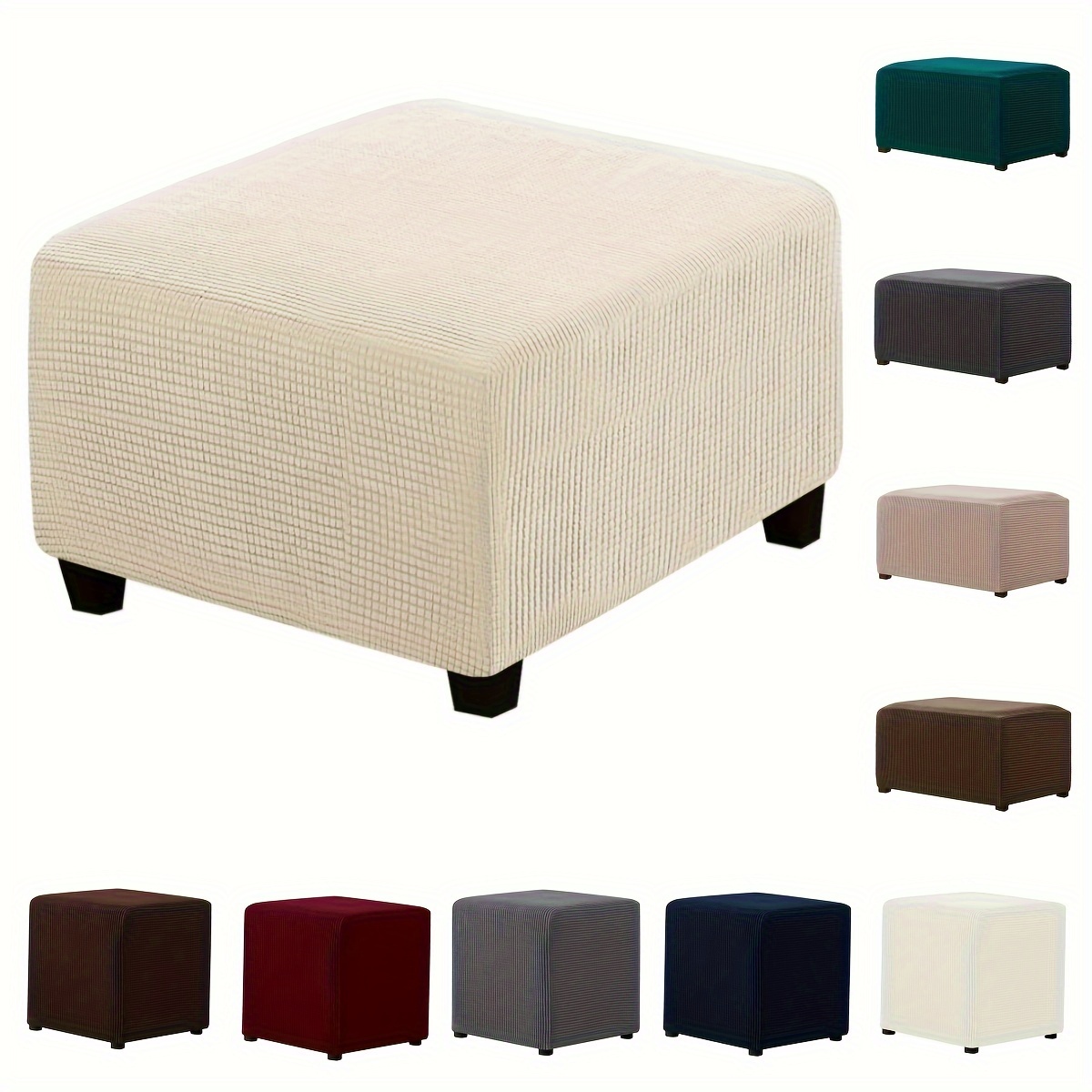 

1pc Stretch Slipcover, Checkered High Stretch Stool Cover, Living Room Ottoman Slipcover Dustproof Cover, Stool Cover Anti Cat Dust All Universal Living Room Home Decor