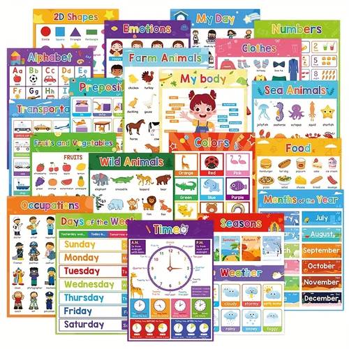 5pcs 20pcs educational posters for young children charts for alphabet posters preschool homeschool materials pre k classroom wall decorations for learning activities posters for toddlers