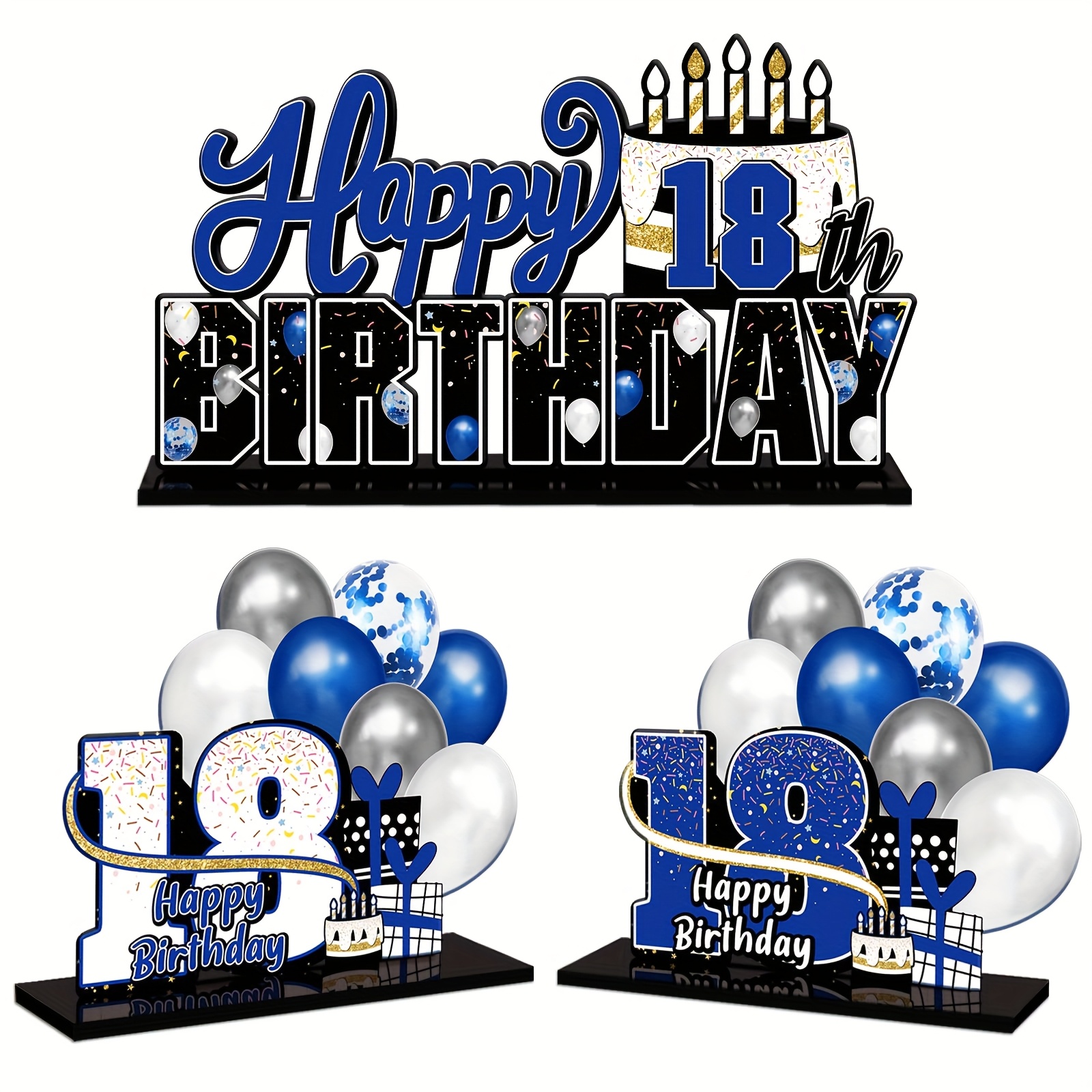 Image of 18th Birthday Blue Wooden Desk Decoration Plaque - Perfect For Celebrating An 18th Birthday Party