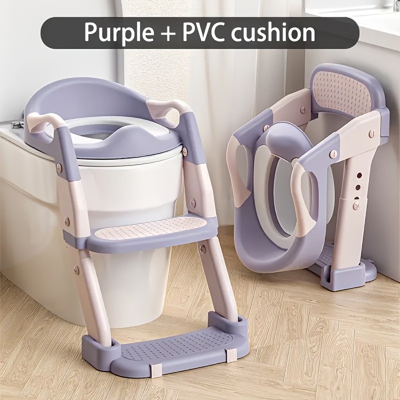 TEMU 3-in-1 Portable Toilet Seat For - Adjustable And Foldable Step Stool With Safety Harness, Multi-colored, Made Of Plastic - Perfect For Home,