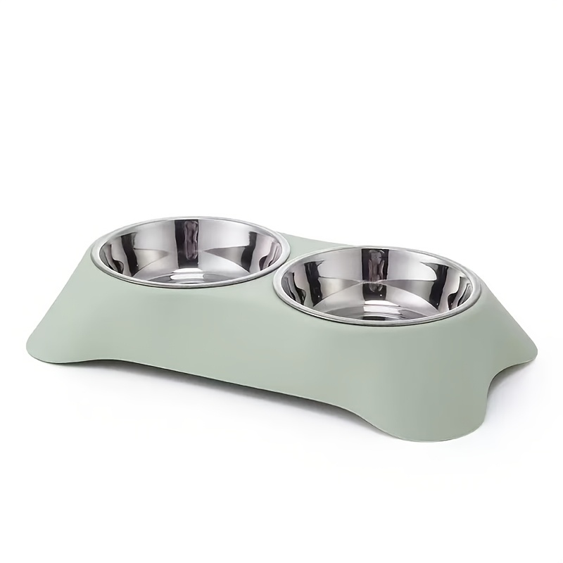 TEMU Stainless Steel Pet Bowl For Drinking And Eating, With A Non-slip Base - Easy-to-clean Pp Material Base And Steel Feeding Bowl, Durable And