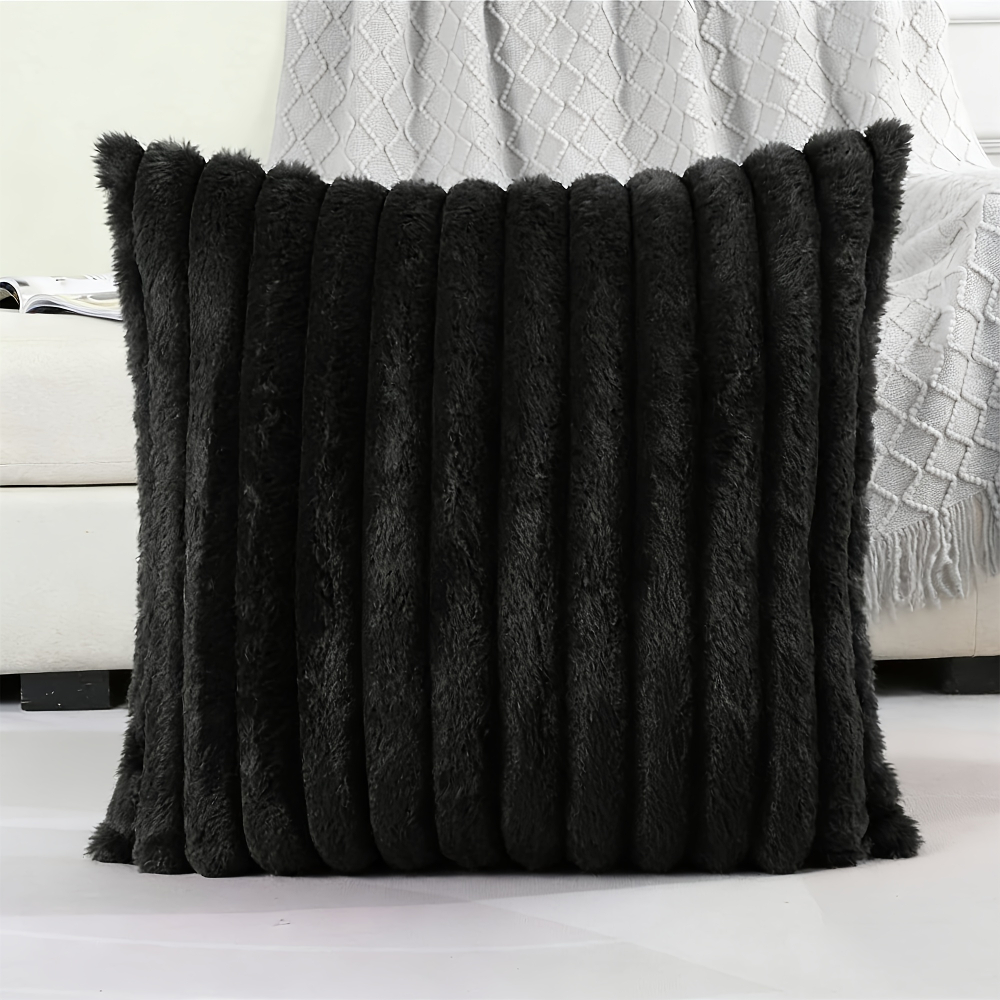 1pc Plain Cushion Cover Without Filling, Used As Rabbit Velvet Pillowcase For Sofas, For Home Decoration