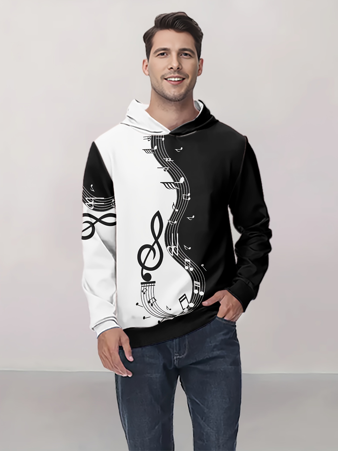 グラフィックプリント フード付きパーカー