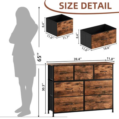 dresser for bedroom wide storage organizer chest of drawers with fabric bins for closet bedside living room laundry entryway hallway