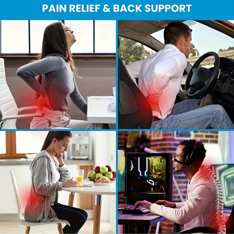 comfortable office chair lumbar support pillow back cushion suitable for car gaming chairs home use relief posture   dual adjustable straps black Product details 5