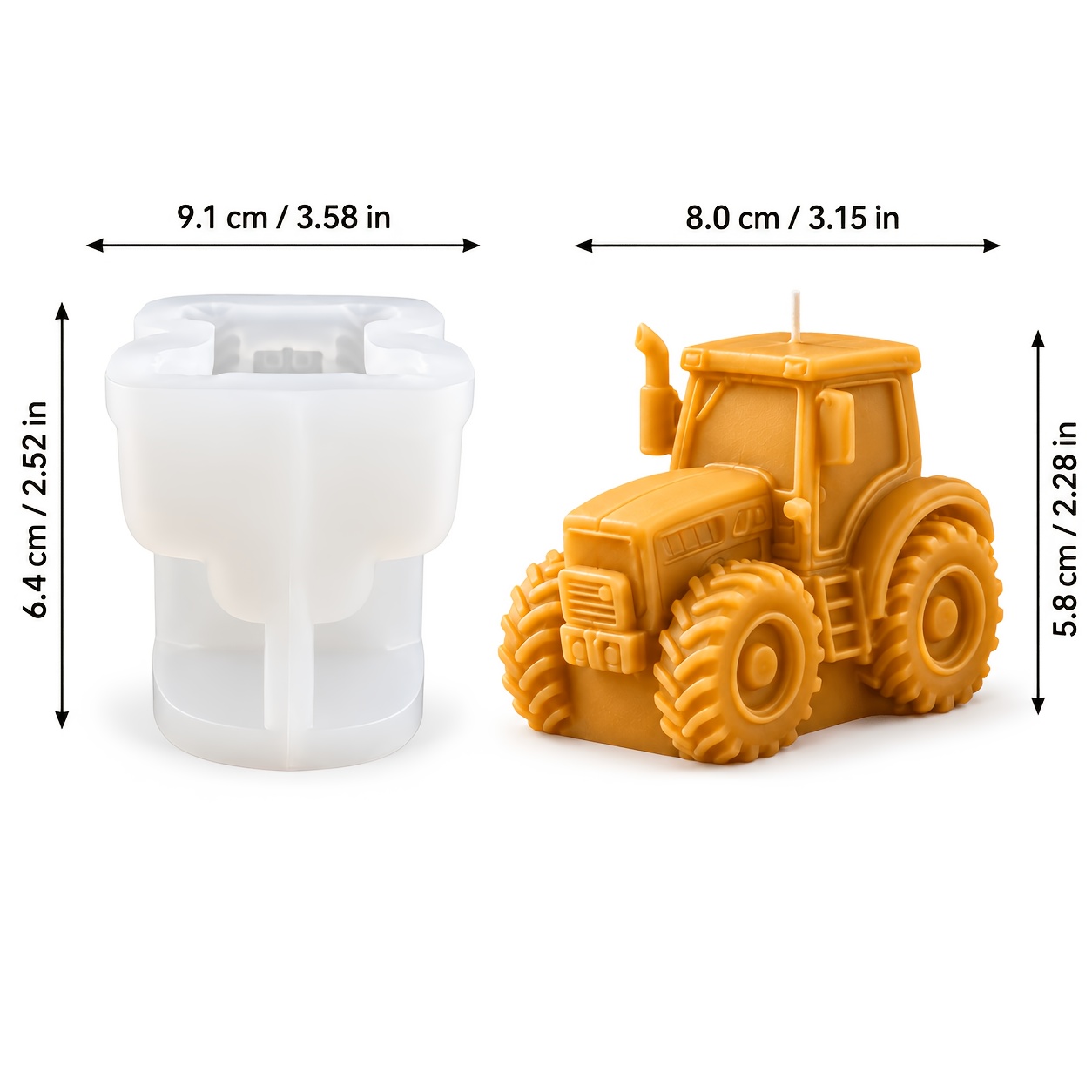 TEMU Clay Molds - 3d Tractor Shape Silicone Mold, Craft Mold For Epoxy Resin Aromatherapy Candle Making, Tabletop Shelf Ornament, Fall , Christmas