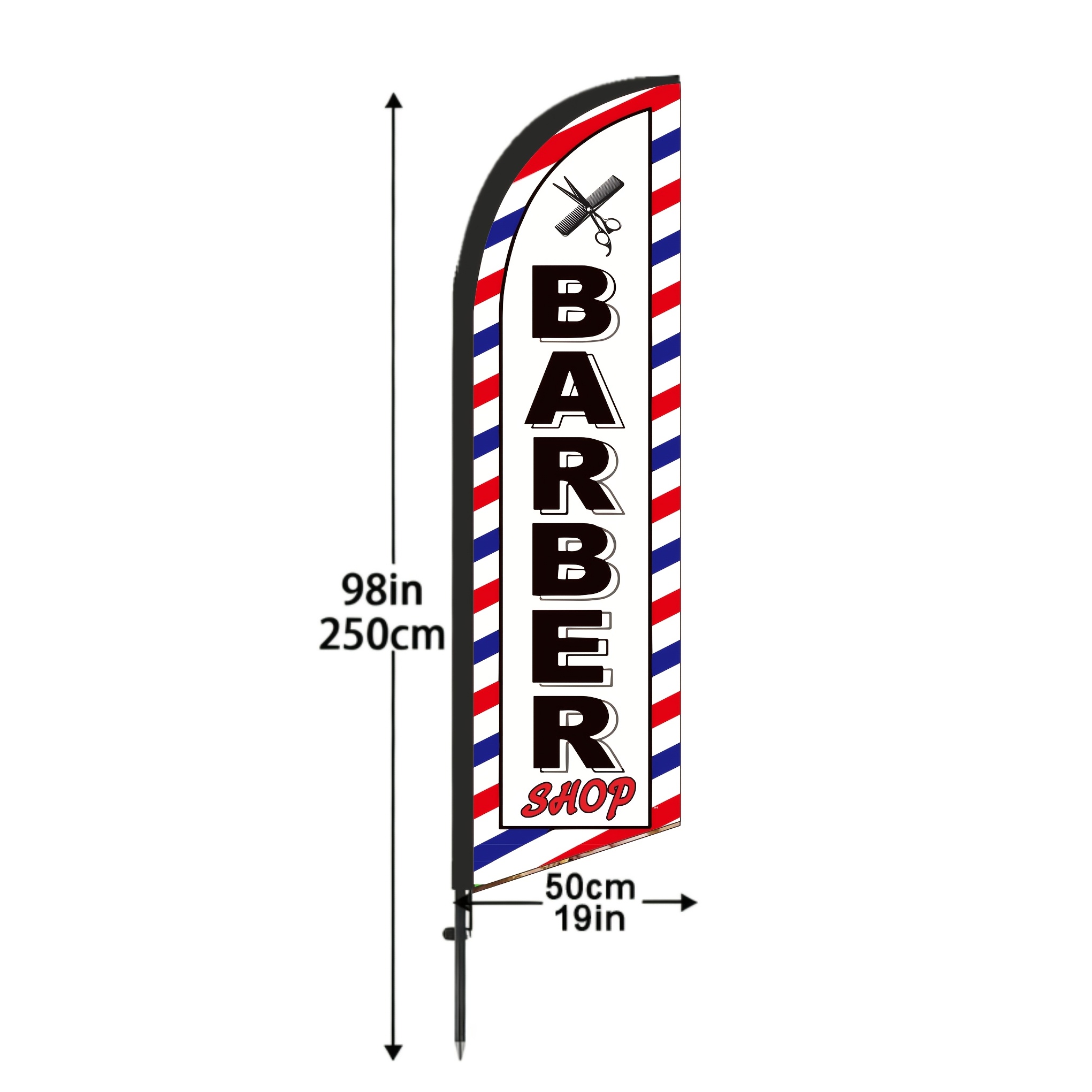 TEMU 1 stuks 6.5-Foot Barber Shop Vlag | Heavy-Duty Paal-Stijl Letters, Dikke Zwart/Rood/Witte Strepen, Enkelzijdige Indoor Salon Decoratie, Duurzaam