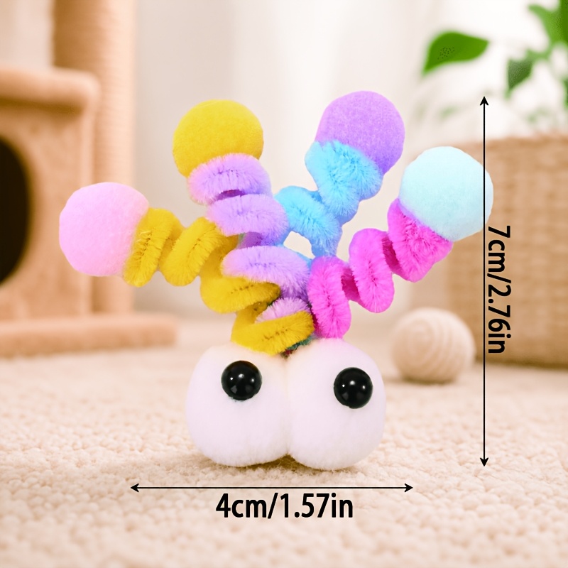 TEMU 2pcs Colored Funny Cat Toys - Cute Big- Bug Shape Interactive Scratch Toys, Random Colors, Without Battery