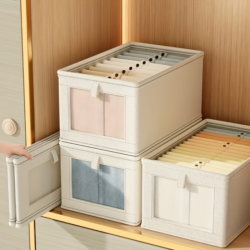 

Large Canvas Storage Box With Transparent Windows, , And Foldable Clothing Organizer With Lid, Suitable