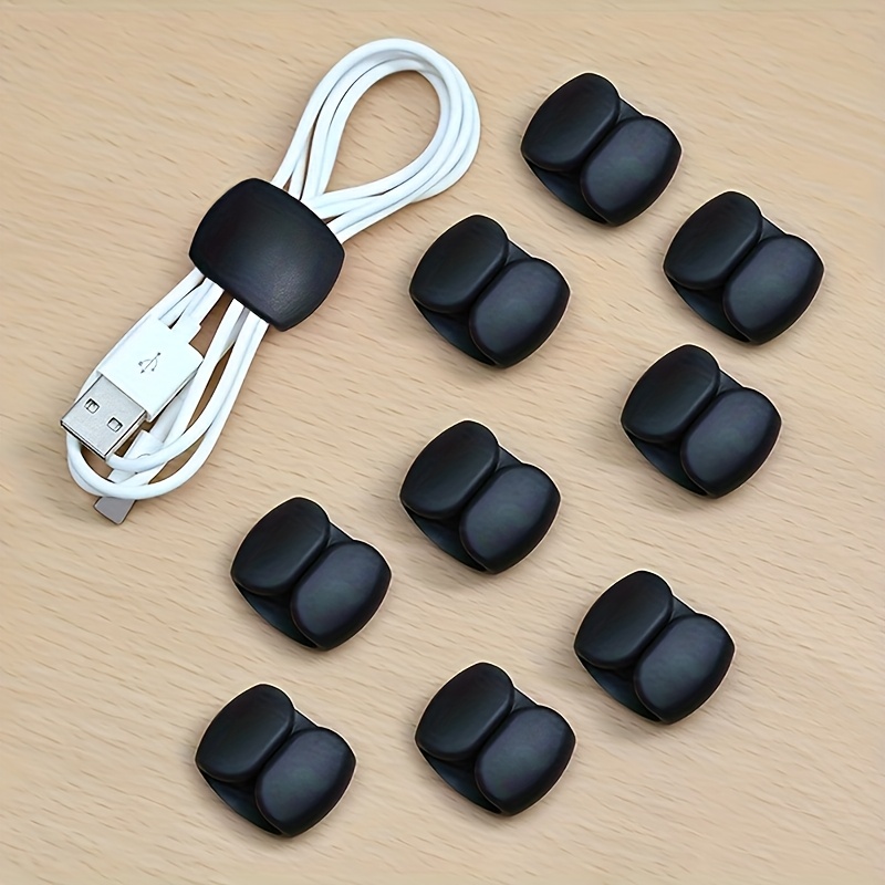 E-shop 10 Stück Multifunktionale Kabelorganizer-Clips, geeignet für Ladekabel und Kopfhörerkabel – Robuste Kunststoff-Lösung gegen Verheddern