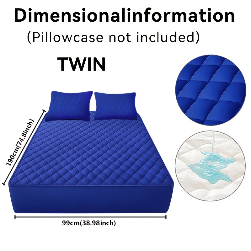 TEMU 1pc Cooling Waterproof Mattress Protector For Children, Cool And Comfortable, Layered Fitted Sheet, Solid Color Bedding Design, 9-15 Inches Deep