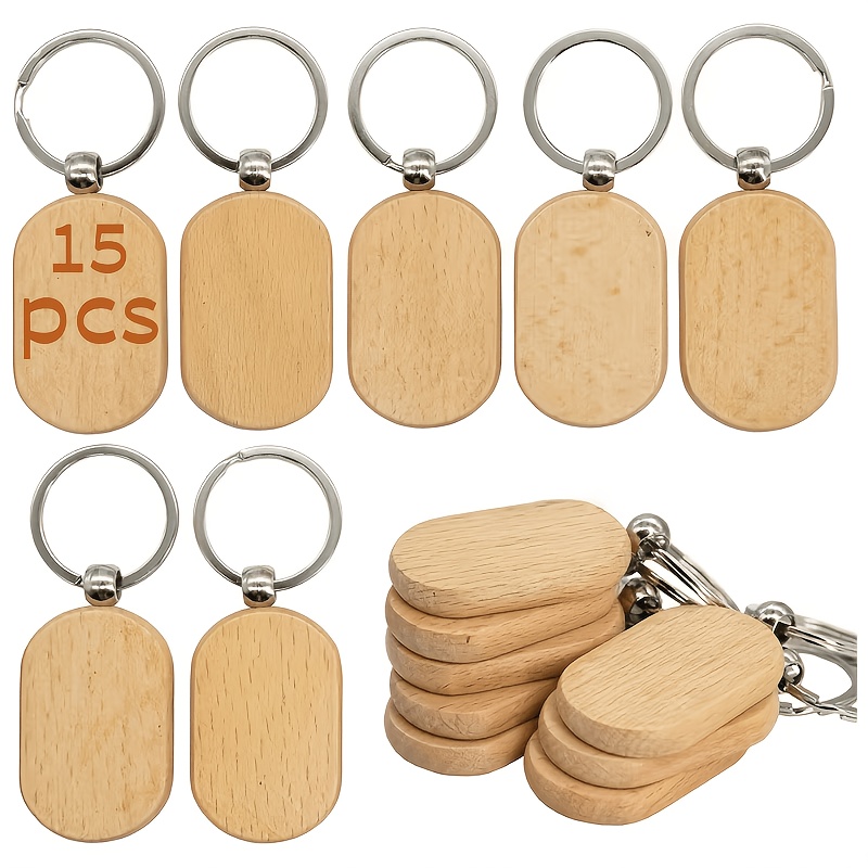 E-shop Kaufen Sie 10/18/15/22/24 Stück Holzschlüsselanhänger in Rohform, Holzschlüsselanhänger in Großpackung, blanko-Holzschlüsselanhänger mit
