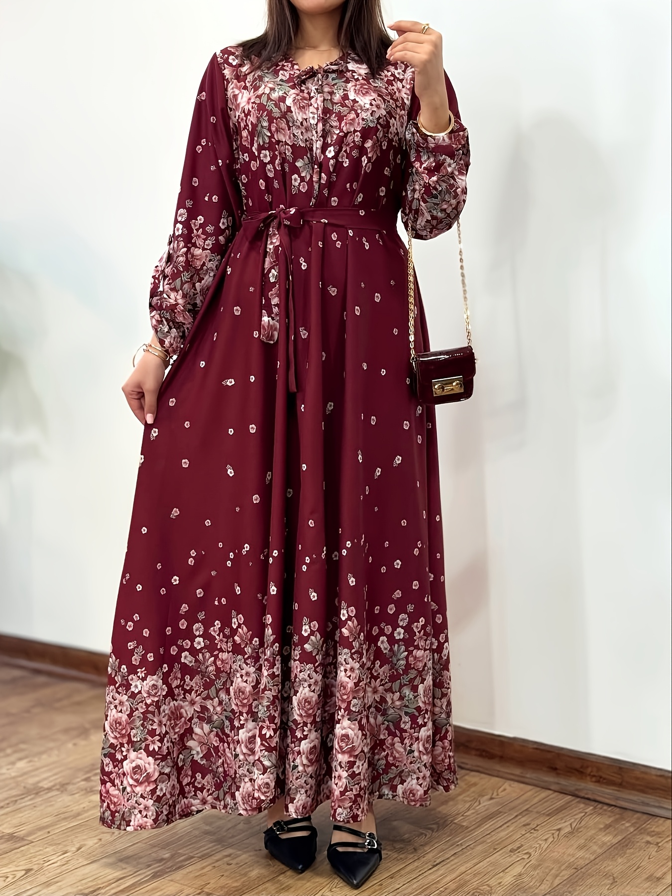 conservative elegant romantic long sleeve maxi dress a - Temu Oman