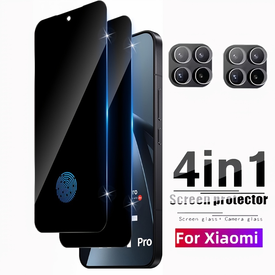 TEMU Película de privacidad 4 en 1 de 2 piezas para cristal + película para lente de cámara de 2 piezas para Xiaomi 17T, película de cristal para
