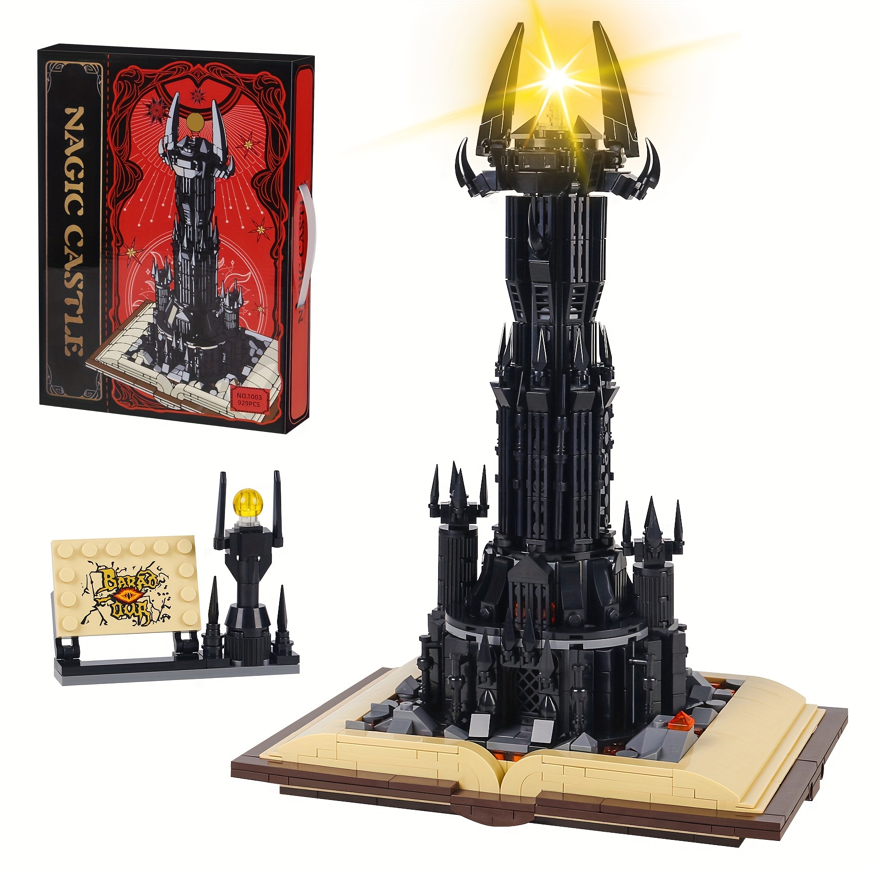 

988pcs Black Tower Building Blocks Sets Gifts For Adults, Castle Building Building Sets