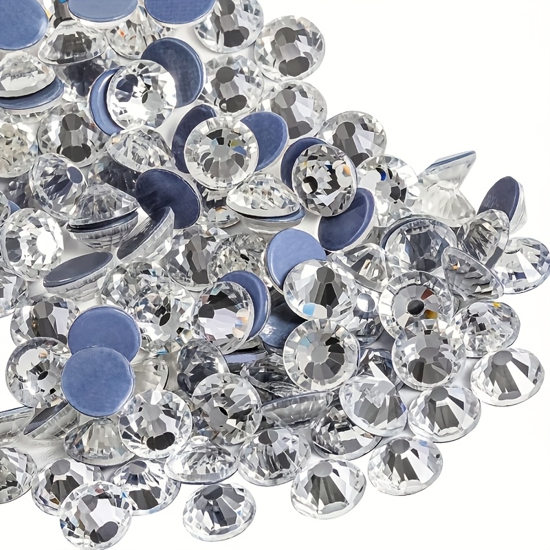 TEMU 1490pcs/bag 3d Glass Hotfix Flat Bottom Rhinestone, Transparent Ab, Glass Bead Flat Back Craft Accessories, Suitable For Diy Crafts, Clothing