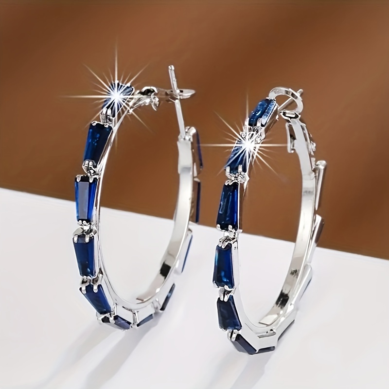 

Hoop Earrings Copper Jewelry Plated Full Of Zirconia Vintage Elegant Style Unique Female Earrings