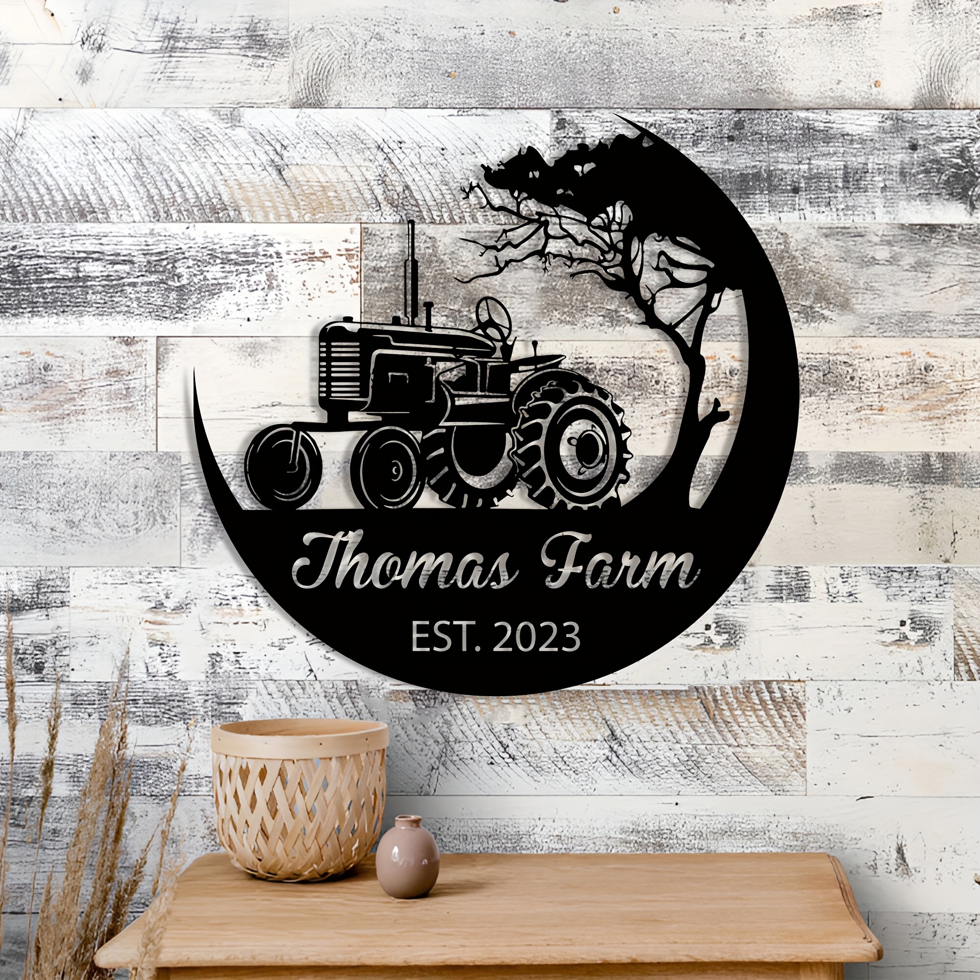 

Customizable Metal Sign With Personalized Silhouette - Tractor Theme, Matte Finish For Home & Garden Decor, Kitchen, Dining Room Wall Art - Reusable Iron Craft For Outdoor, Doorway, And Party Scenes