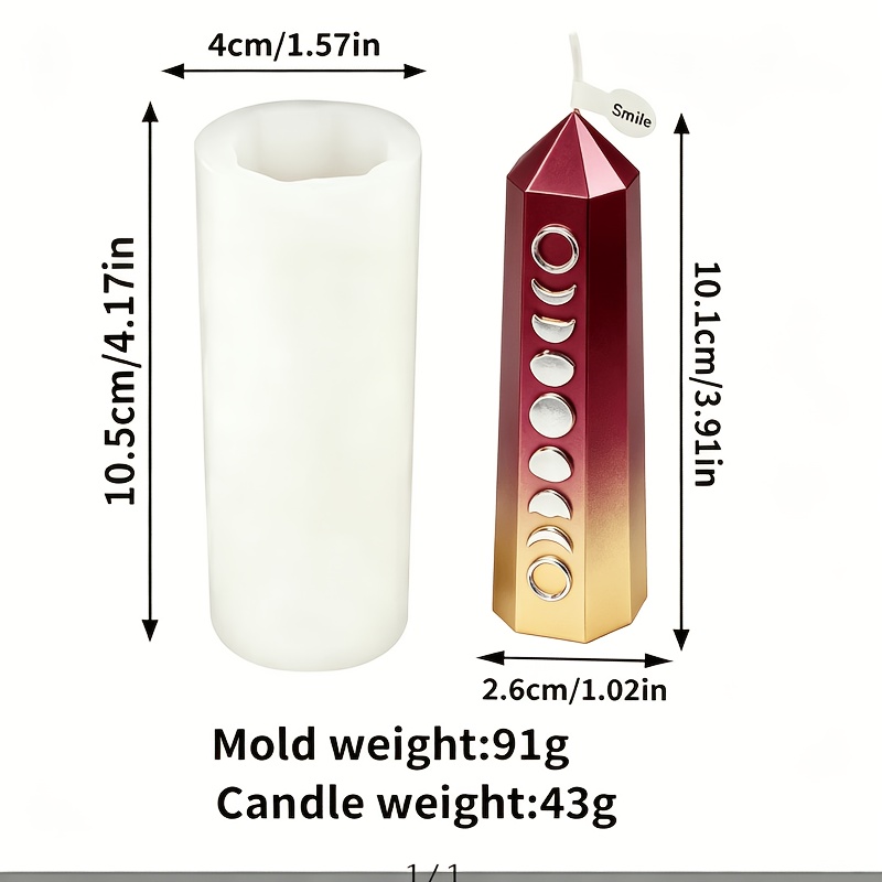 TEMU 3d Moon Phase Hexagonal Pillar Candle Silicone Mold, Vertical Embossed Mold For Scented Candle Epoxy Resin Gypsum Wax Casting Decor Making
