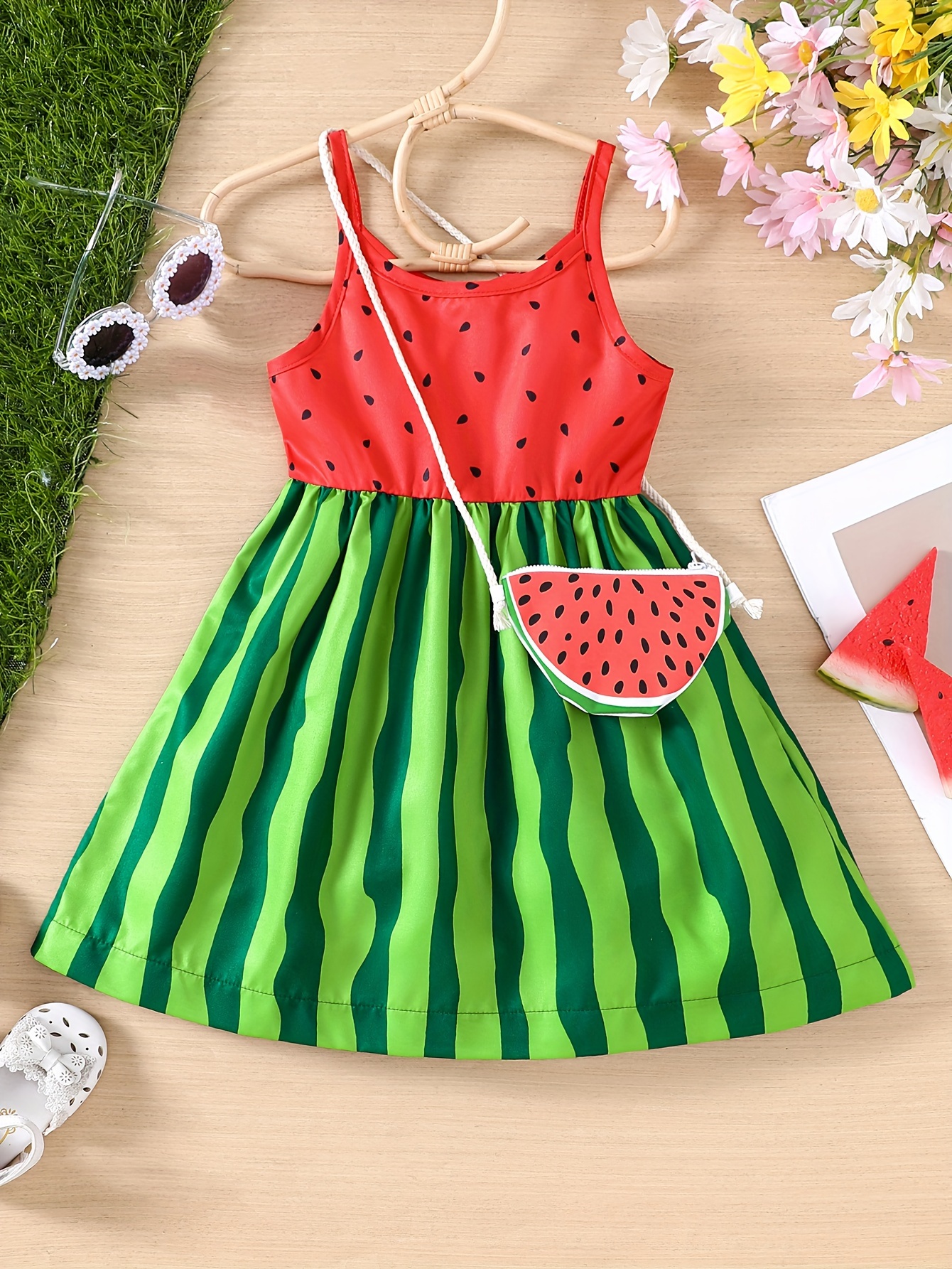 chinese dress ladies Green Seersucker Watermelon Smocked Bishop Dress – The Dearest Collective main image 1
