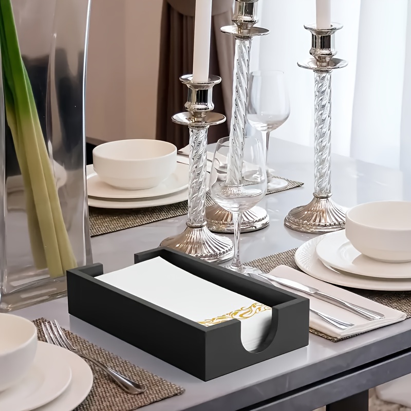 party highlight elegant black wooden napkin holder tray Temu
