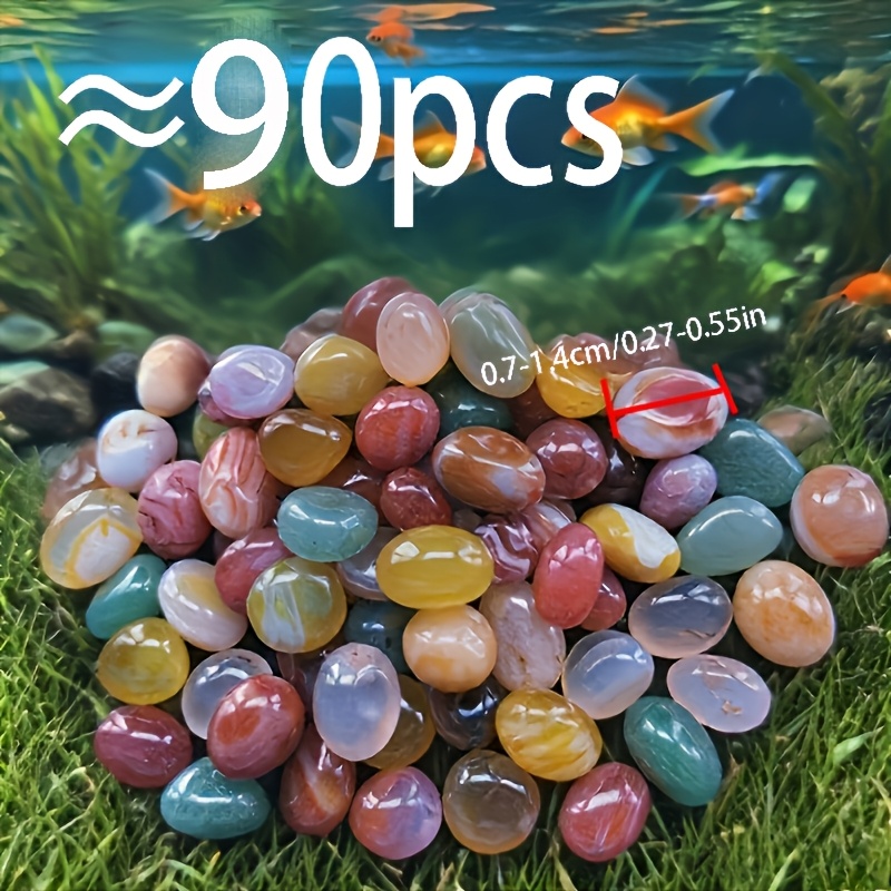 TEMU Approximately 90pcs ---- Natural Stone Cherry Agate Stone, Vibrant Decorative Piece Perfect For Aquarium, Fish Tank, And Vase Decoration, Earth-
