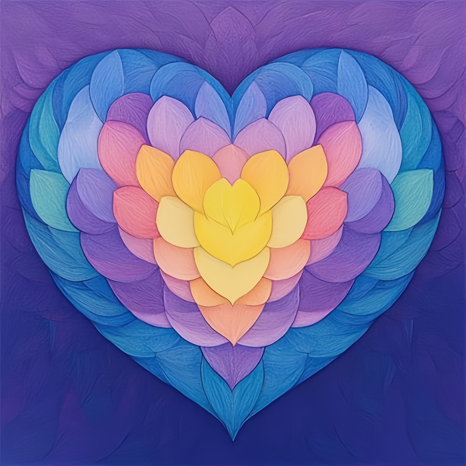 Cross-Stitch Printing Kit, Colorful Heart Petal Pattern for Beginners