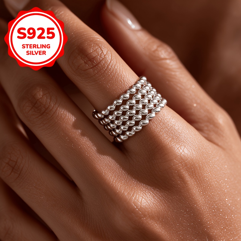 925 Silver Multi-Layer Braid Woven Adjustable Ring, Personalized Gift