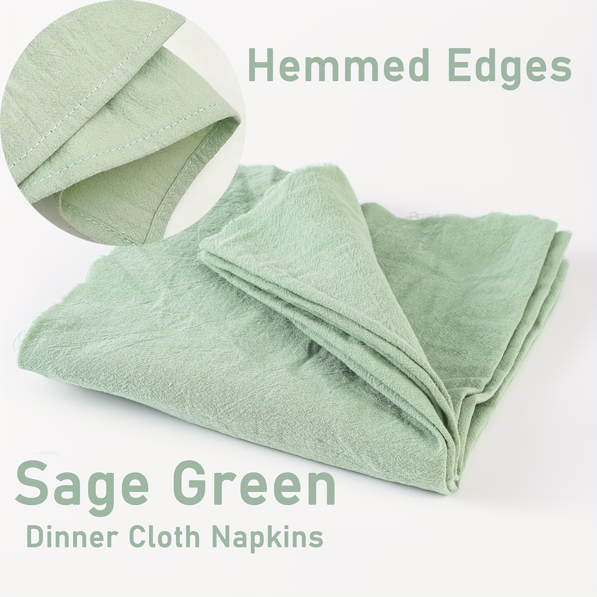 

6pcs/12pcs 100% Cotton Sage Green Dinner Cloth Napkins Square Solid Color Knit Fabric For Christmas