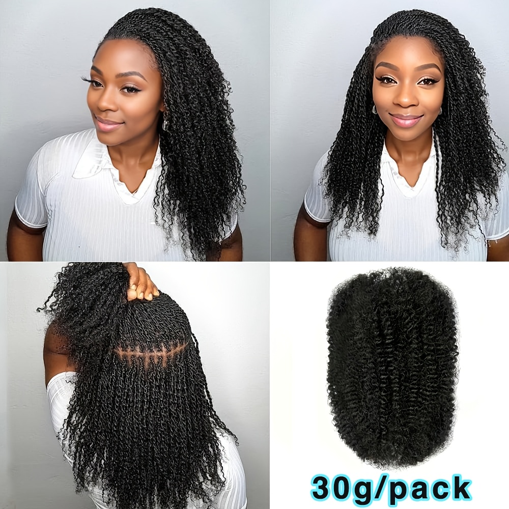 TEMU Cheveux Synthétiques Afro Crépus Bouclés 16 Pouces, 30g Noir 1B Afro Crépus pour Dreadlocks, Torsades Crochet Loc, Extensions de Cheveux