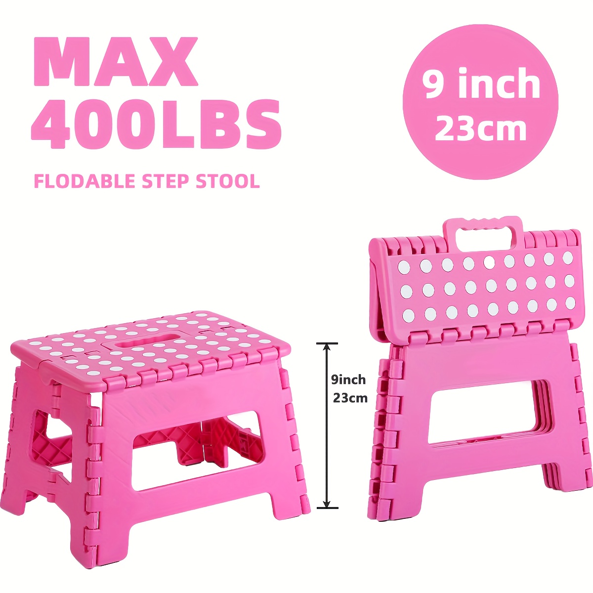 TEMU 1-pack Yoonispro Heavy Duty Folding Step Stool Suitable For Adults, Foldable Collapsible Plastic Stool With Non-slip Surface & Wide Base, Square