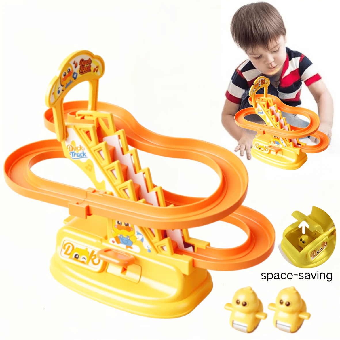 TEMU Kids Small Duck Climbing Stairs Track Toy With Small Climbing, Slide Track Coaster Toy Puzzle Educational Fun Toys Christmas Halloween Birthdays