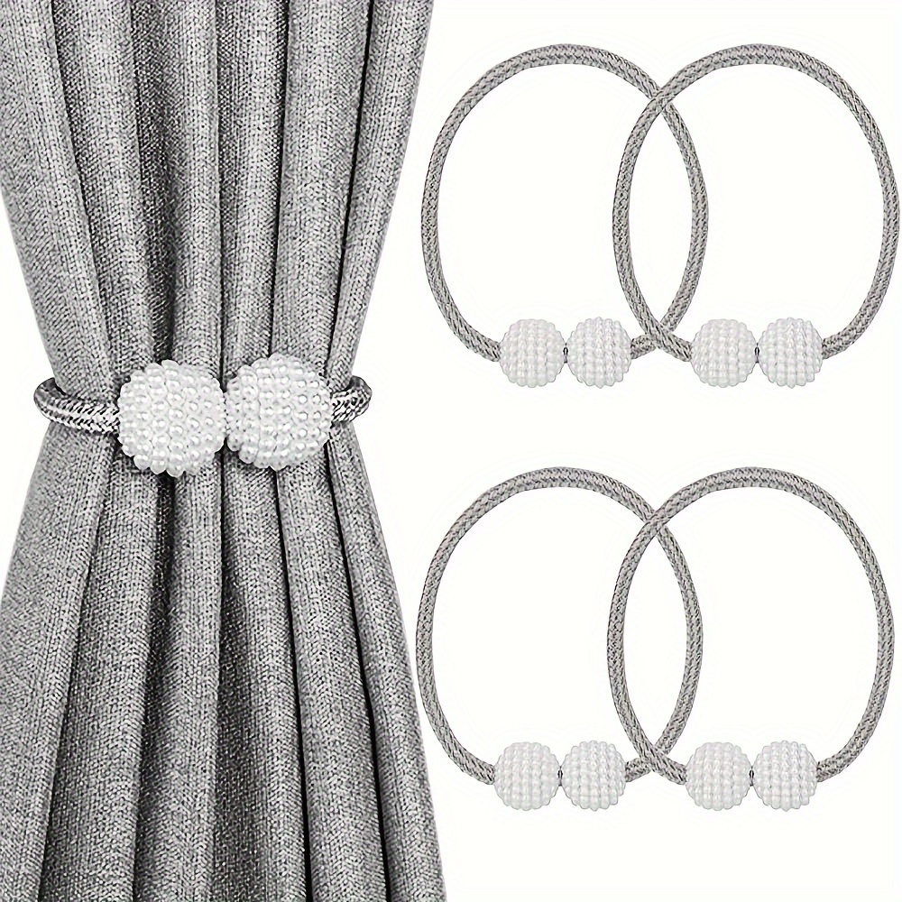 TEMU 4pcs Magnetic Curtain Tiebacks With Accents - Rope Holders For Home Decor
