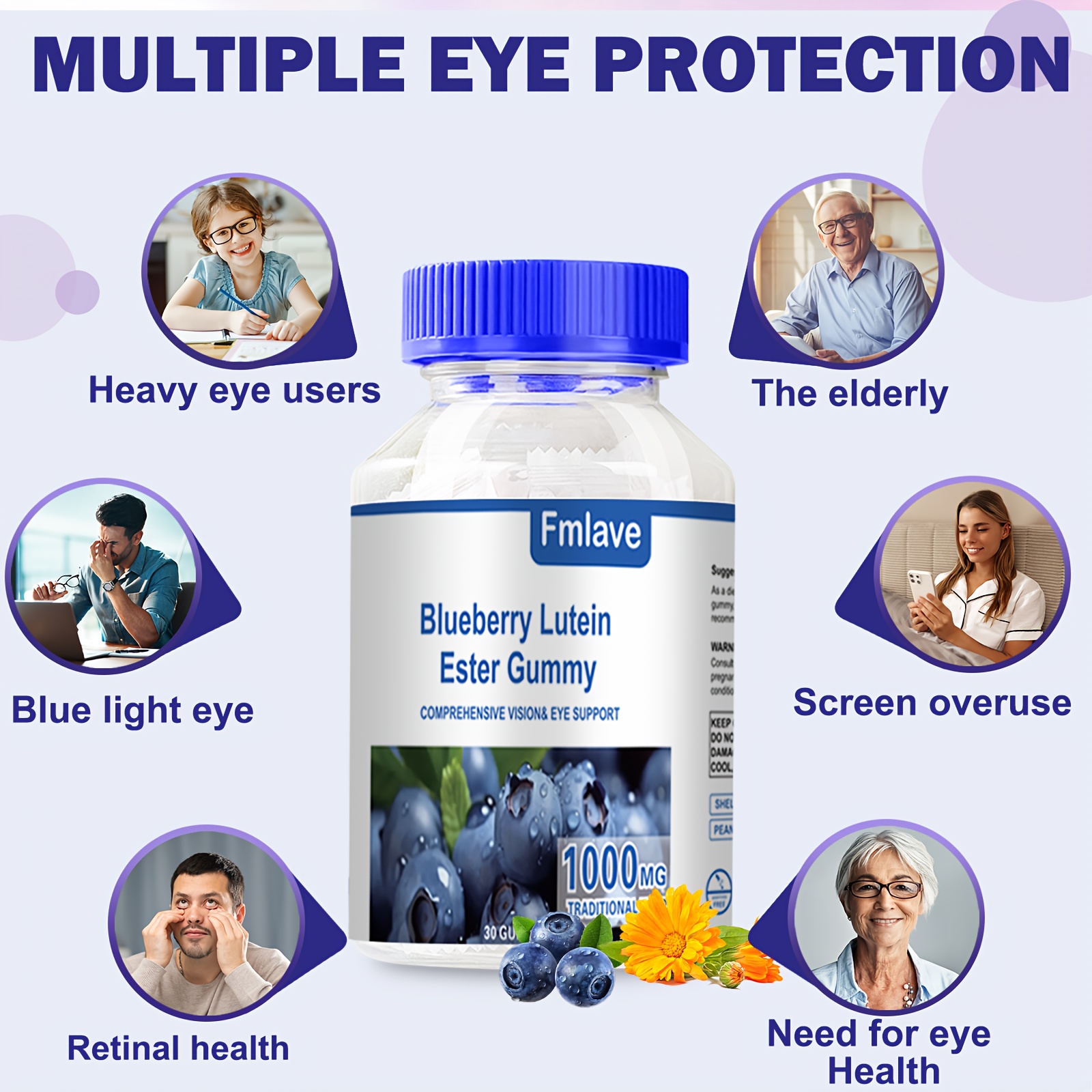 supply blueberry   eye vitamins gummies   supplement for kids and adult   gummies for vision   and blue   individually packed 30 gummies Product details 1