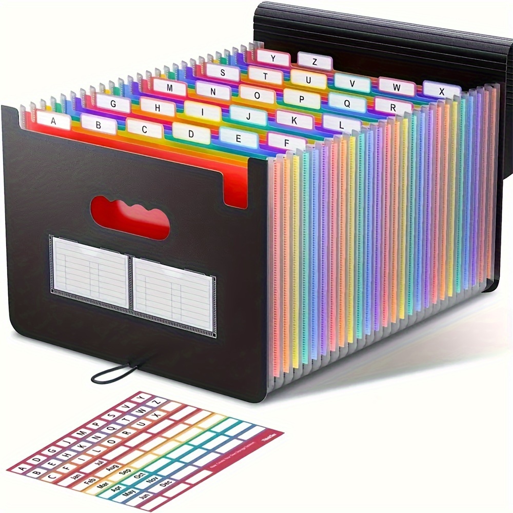 

A4 Size Expandable File Folder With 13 Or 25 Pockets, Colorful Index Tabs, Pp Material, Ideal For Office Documents And Student Papers Storage, Perfect Back-to-school Gift